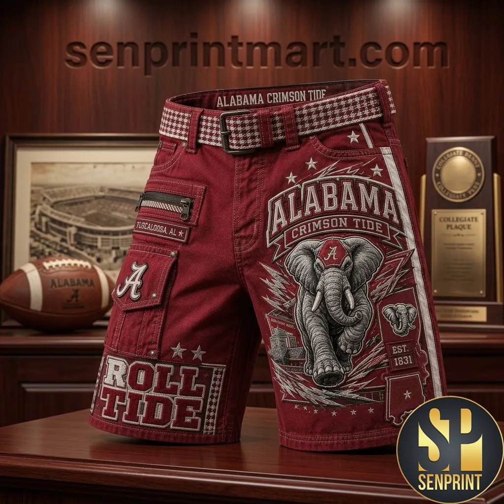 Alabama Crimson Tide Roll Tide Vintage Elephant Casual Shorts
