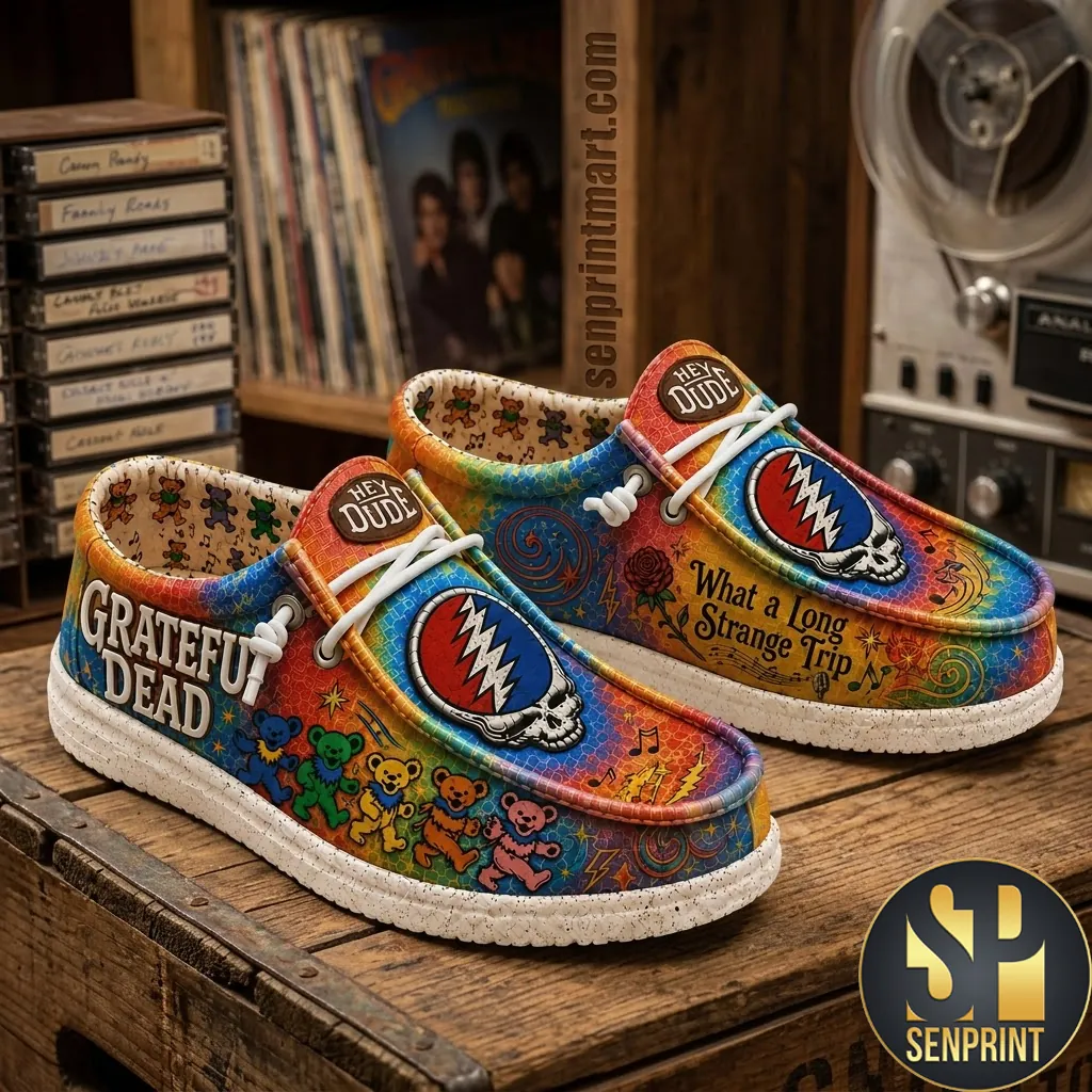 Grateful Dead Dancing Bears Tie Dye Psychedelic Loafer Shoes