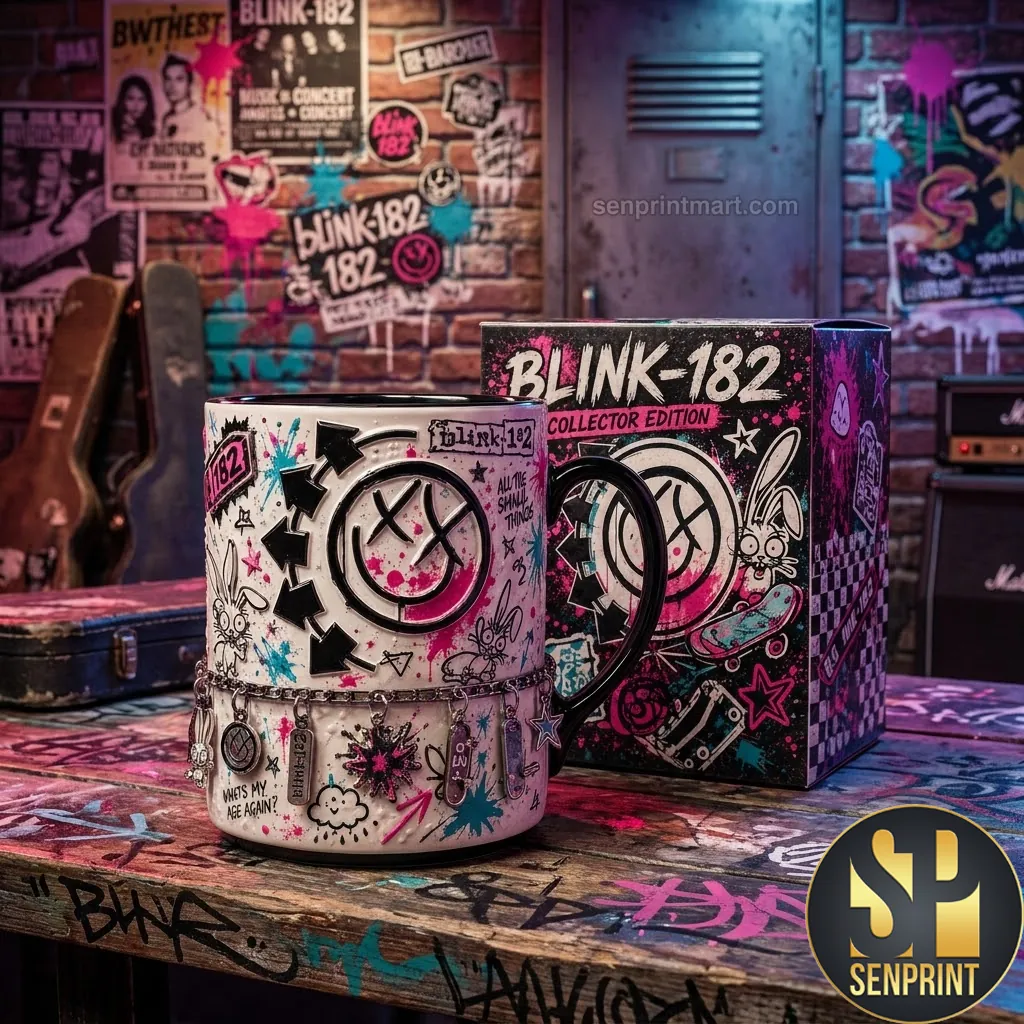 Blink-182 Collector Edition 3D Smiley Face with Hanging Charms Ceramic Mug