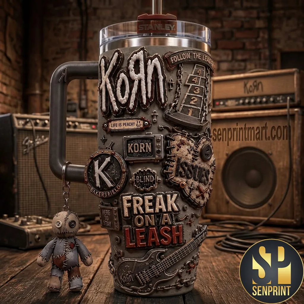 Korn Freak On A Leash 3D Embossed Rock Band 40oz Tumbler