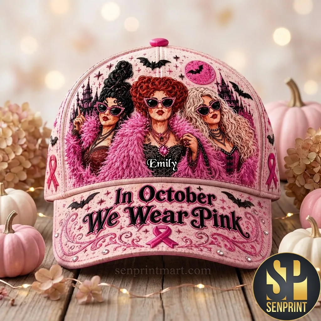 In October We Wear Pink Sanderson Sisters Personalized Breast Cancer Classic Cap