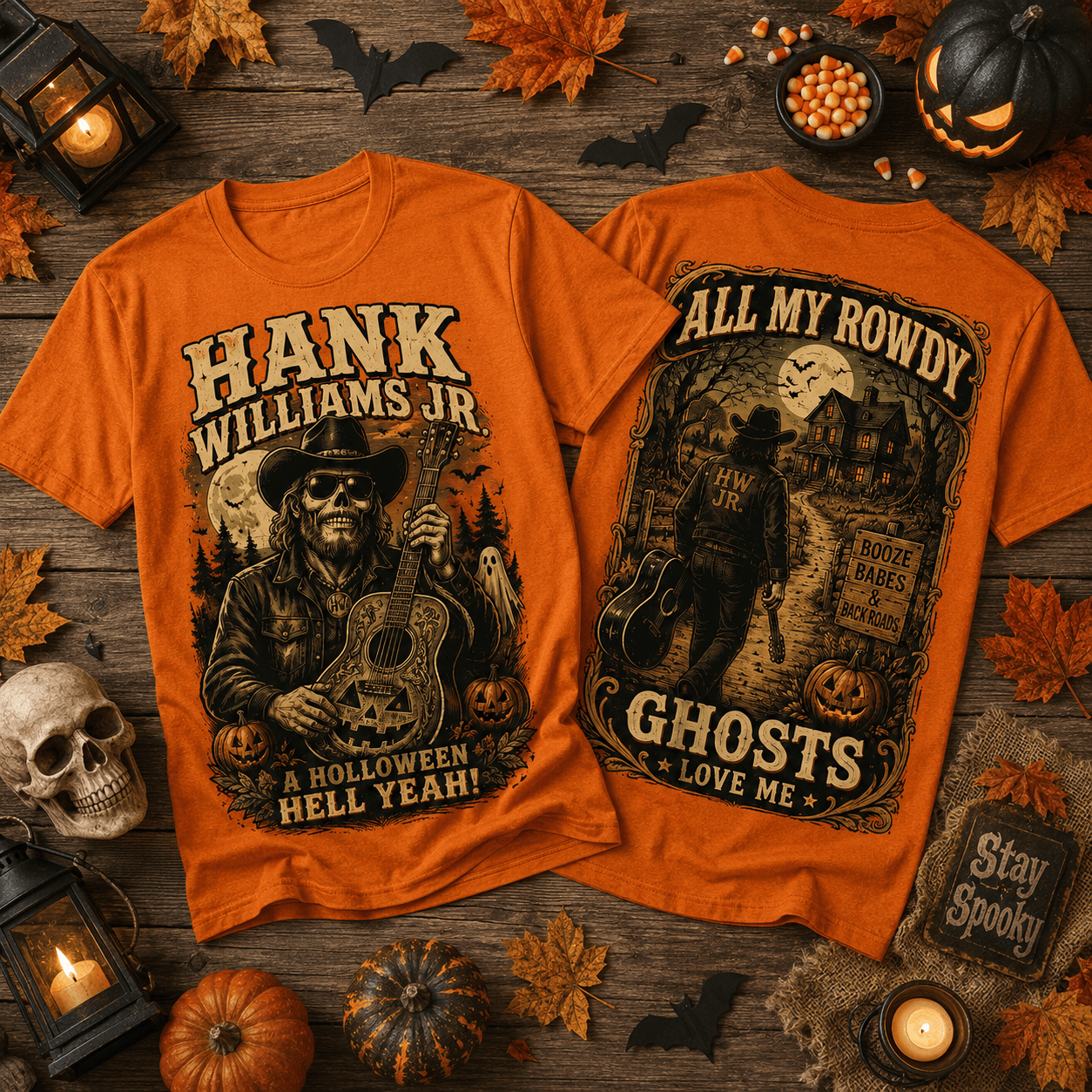Hank Williams Jr Haunted Hell Yeah Vintage Country Rebel Halloween Graphic T-Shirt Hank Williams Jr Haunted Hell Yeah Vintage Country Rebel Halloween Graphic T-Shirt
