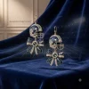 San Francisco 49ers The Faithful Crystal Helmet Bow Dangle Earrings San Francisco 49ers The Faithful Crystal Helmet Bow Dangle Earrings