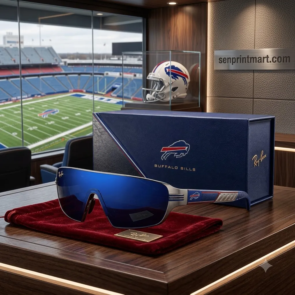 Buffalo Bills Premium Edition Blue Mirrored Shield Sunglasses