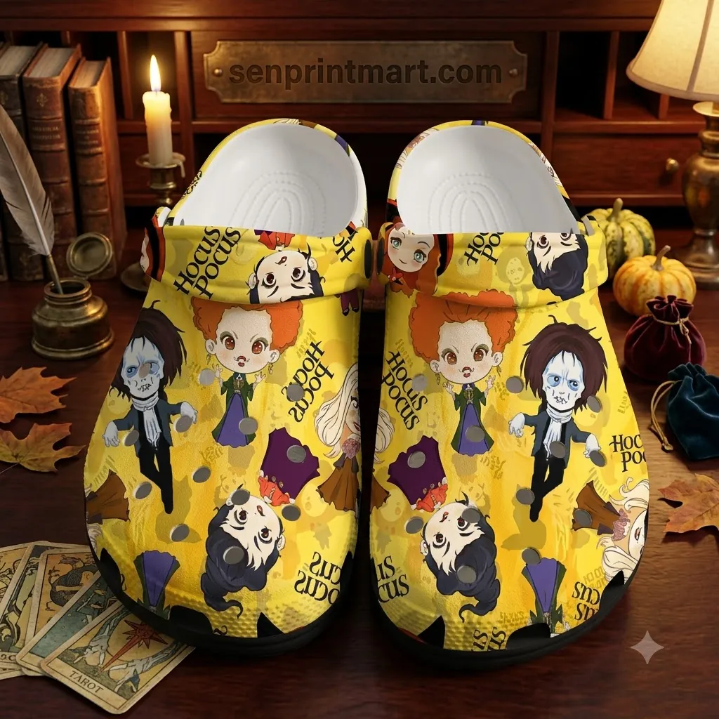 Hocus Pocus Sanderson Sisters Chibi Halloween Yellow Clog Shoes
