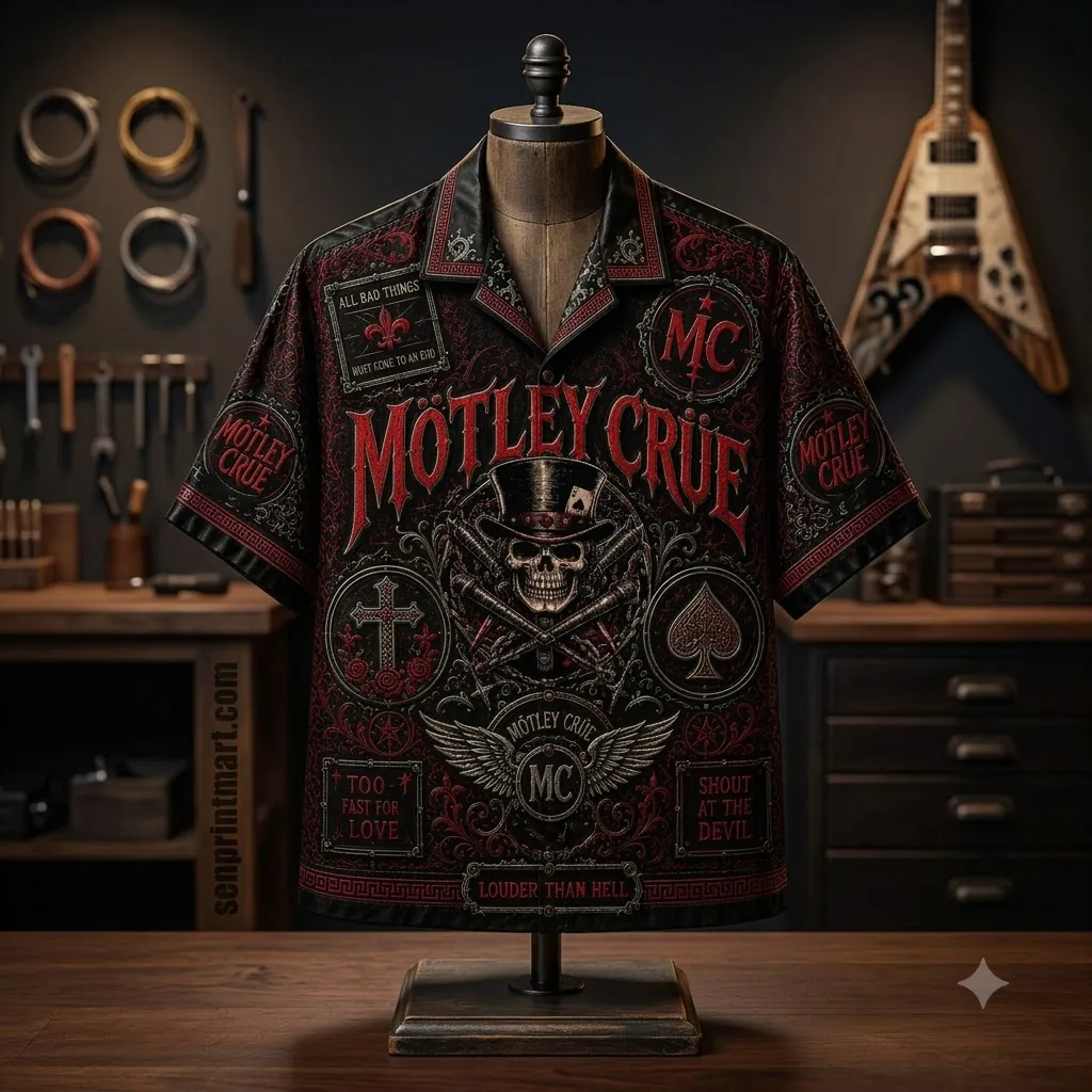 Motley Crue Shout At The Devil Vintage Rock Hawaiian Shirt