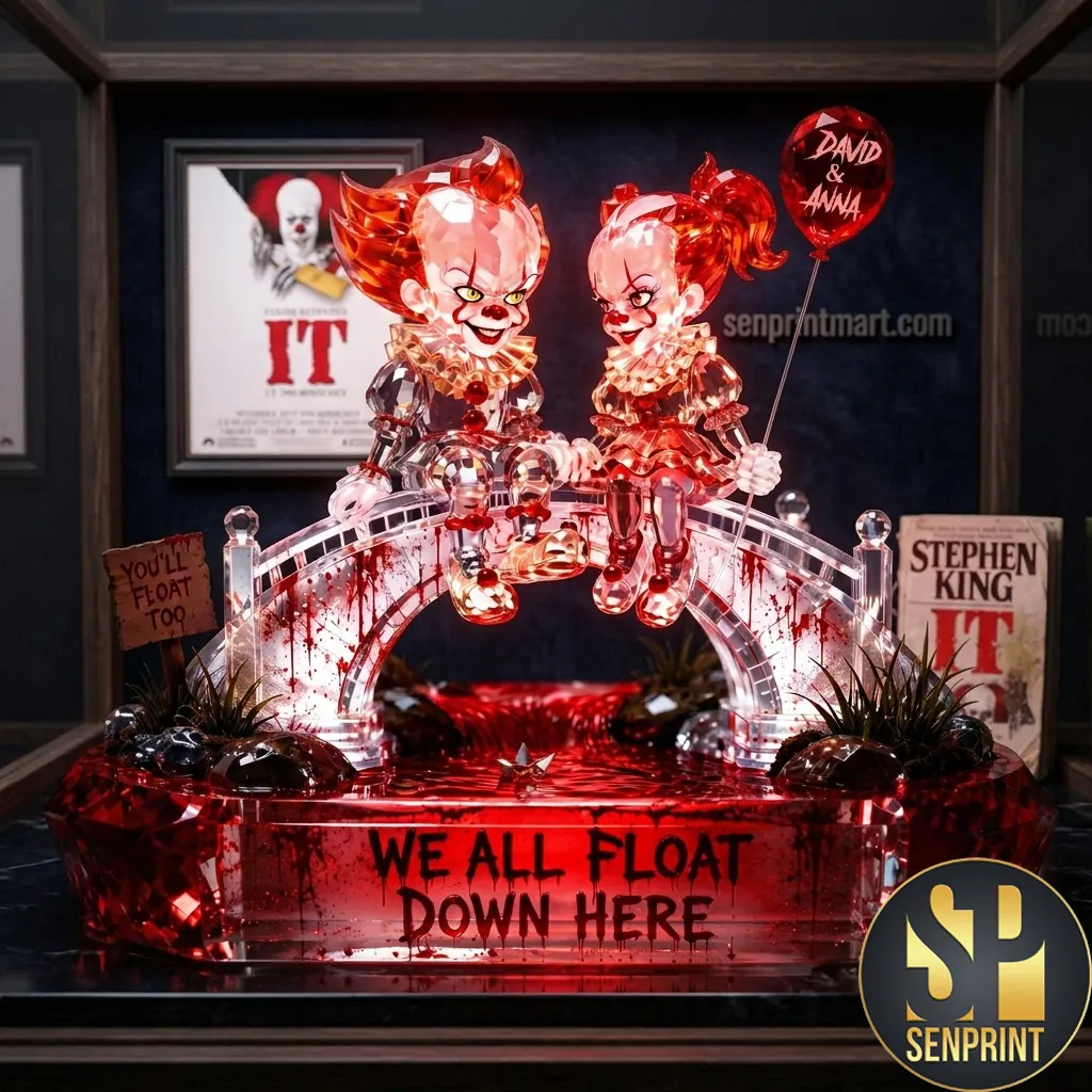 Personalized IT Spooky Couple We All Float Down Here Acrylic Light Box