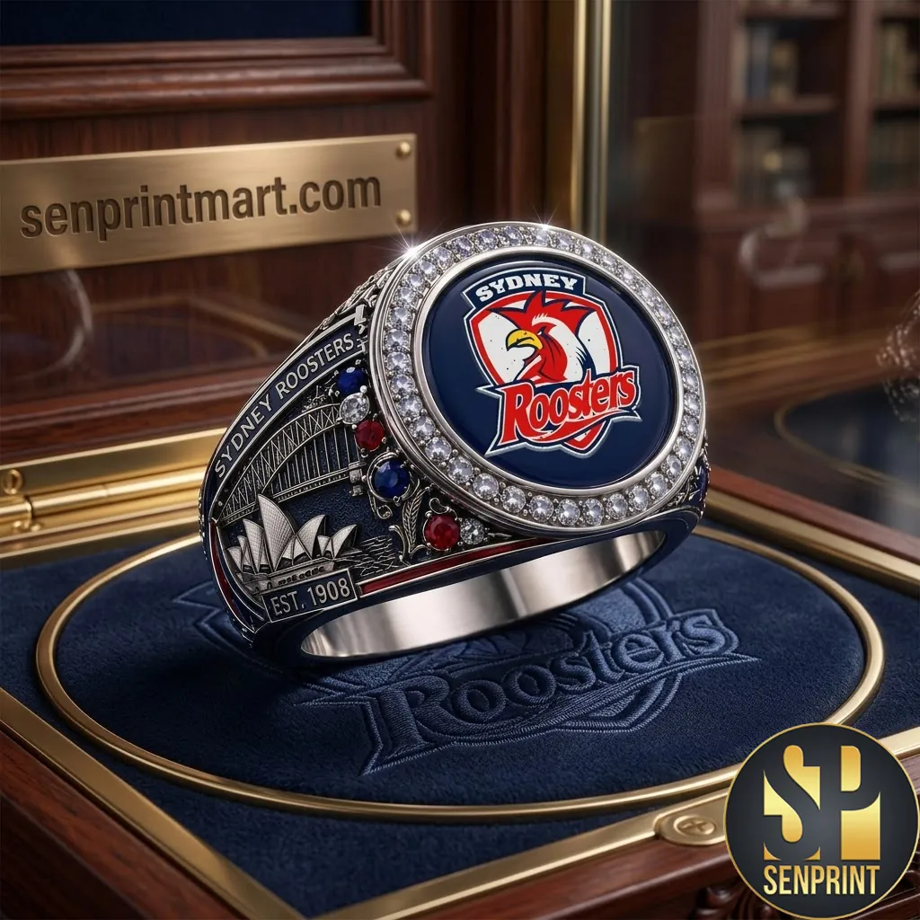 Sydney Roosters Est 1908 Commemorative Premium Crystal Ring
