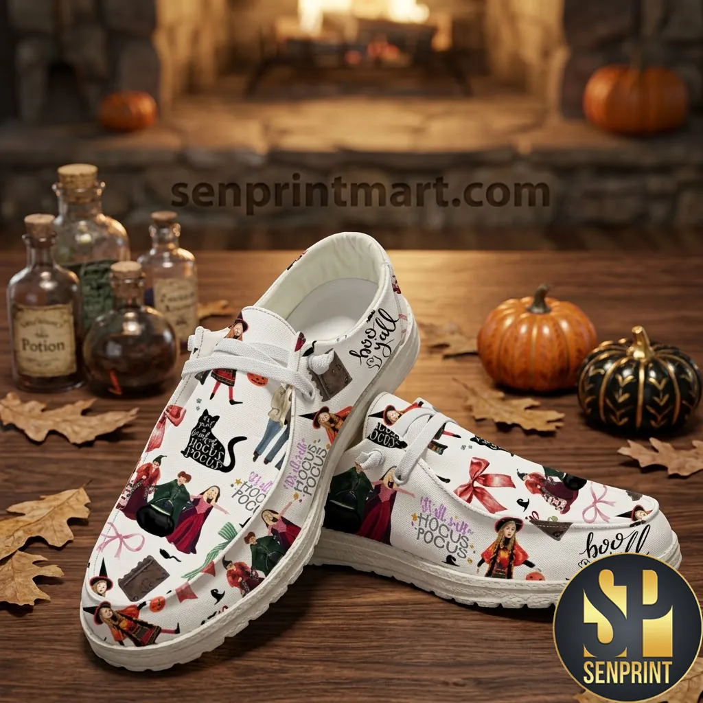 Hocus Pocus Boo Y’all Halloween Sanderson Sisters Canvas Shoes