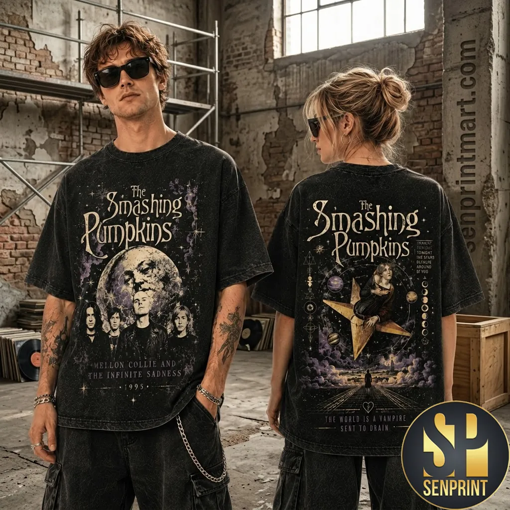 The Smashing Pumpkins Mellon Collie 1995 Vintage Wash Graphic T-Shirt