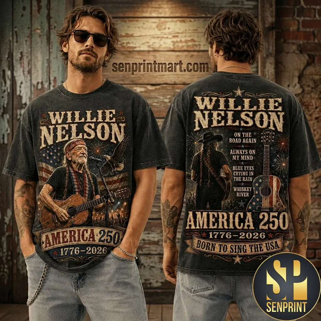 Willie Nelson America 250 Born To Sing The USA Vintage Patriotic T-Shirt