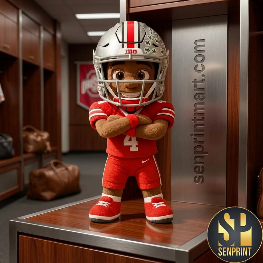 Ohio State Buckeyes Brutus Mascot Premium Football Plush Pillow
