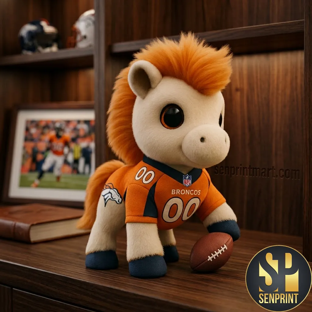 Denver Broncos NFL Football Cute Horse Mascot Soft Plush Toy