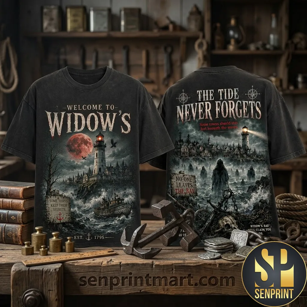Welcome to Widow’s Bay The Tide Never Forgets Gothic Horror Graphic T-Shirt
