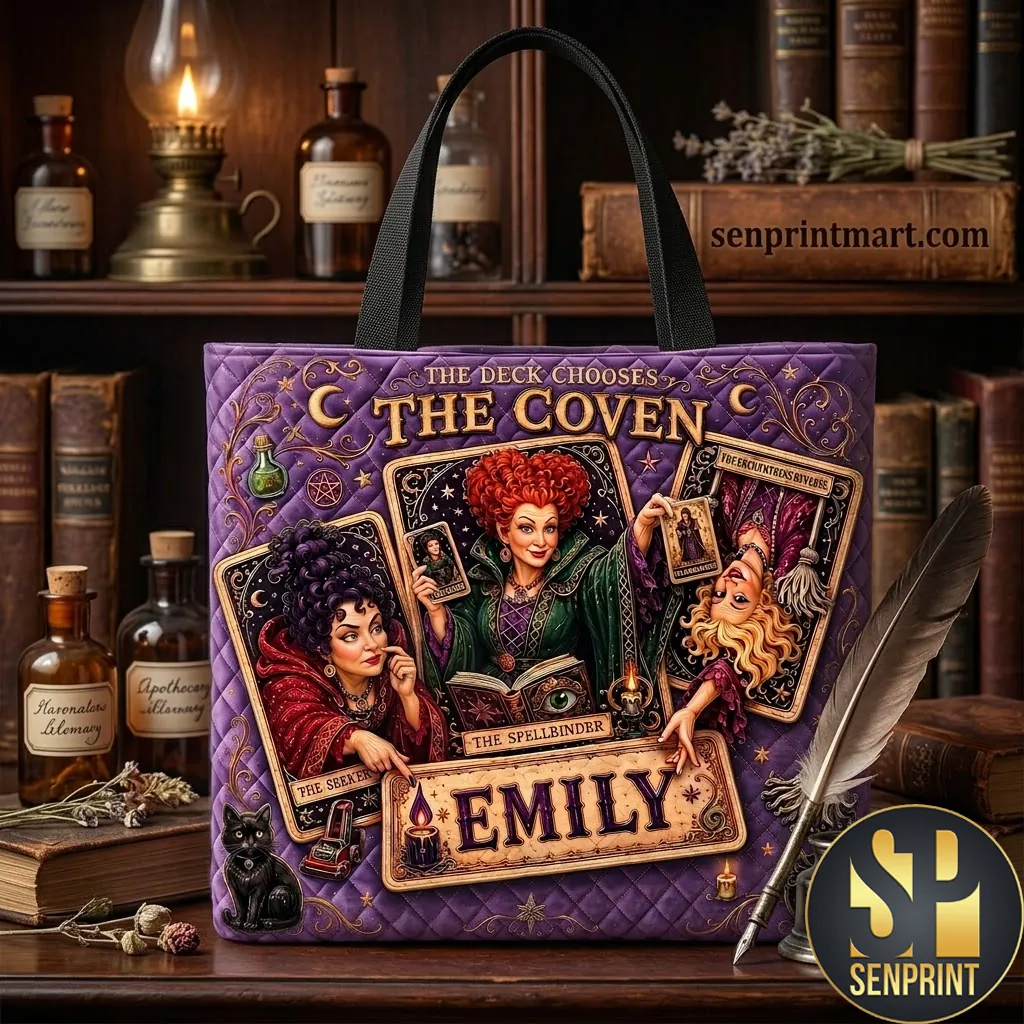 The Deck Chooses The Coven Personalized Witch Halloween Quilted Tote Bag