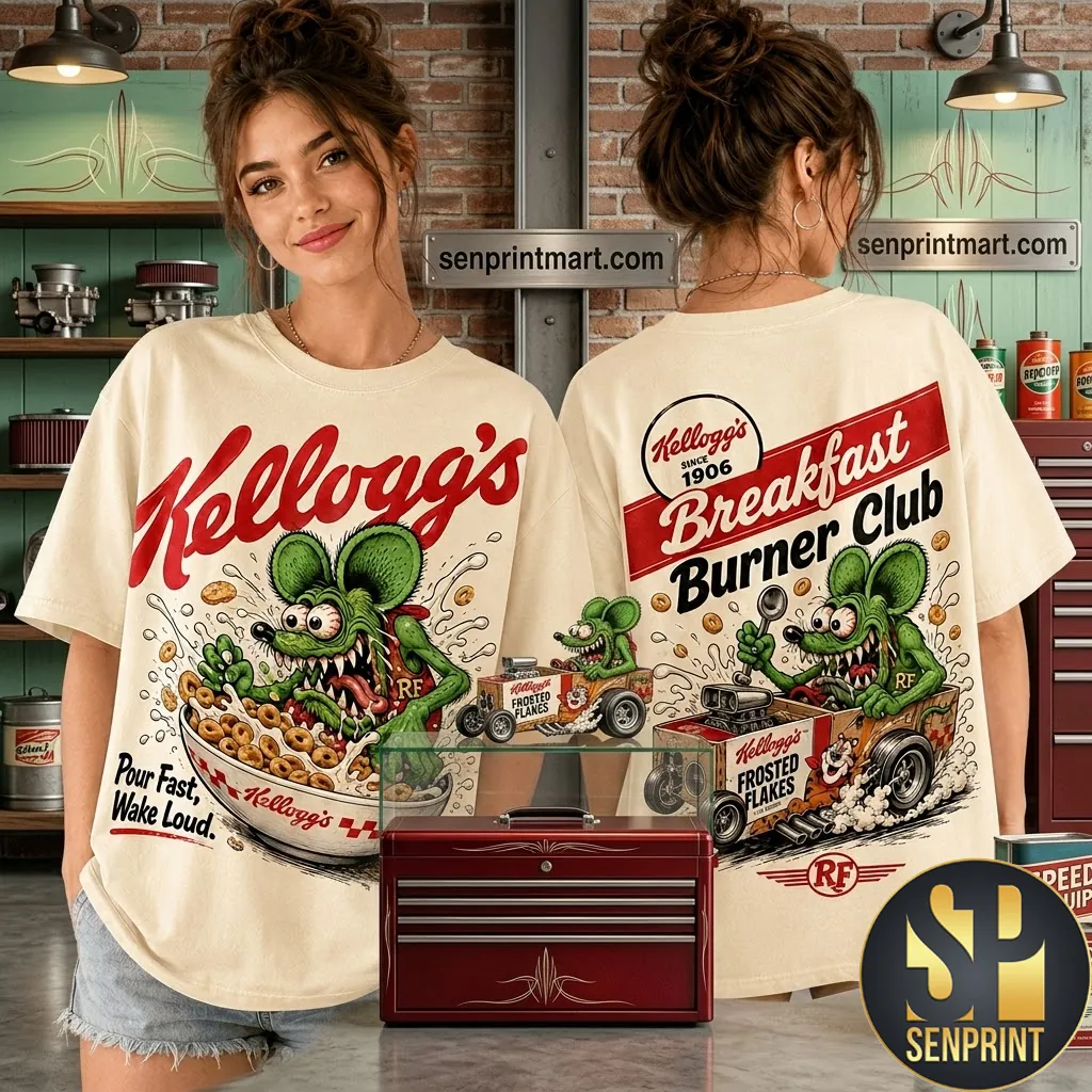Kellogg’s Breakfast Burner Club Rat Rod Vintage Graphic T-Shirt