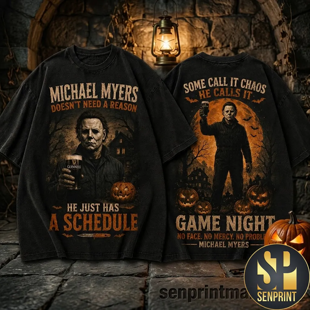 Michael Myers Guinness Game Night Vintage Halloween T-Shirt