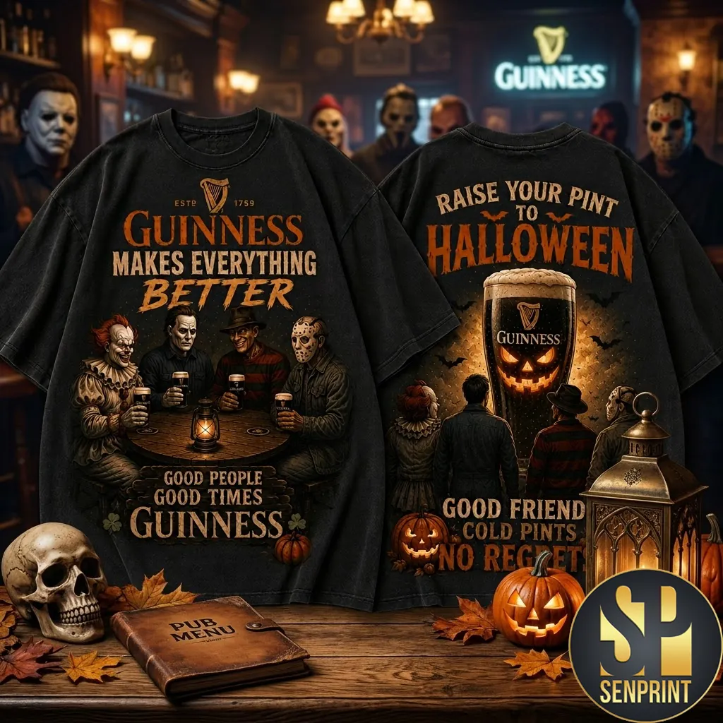 Guinness Makes Everything Better Horror Movie Villains Halloween T-Shirt