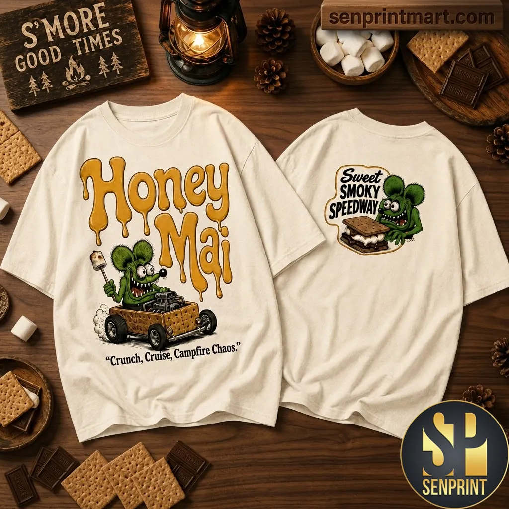 Honey Maid Sweet Smoky Speedway Rat Rod Vintage Graphic T-Shirt