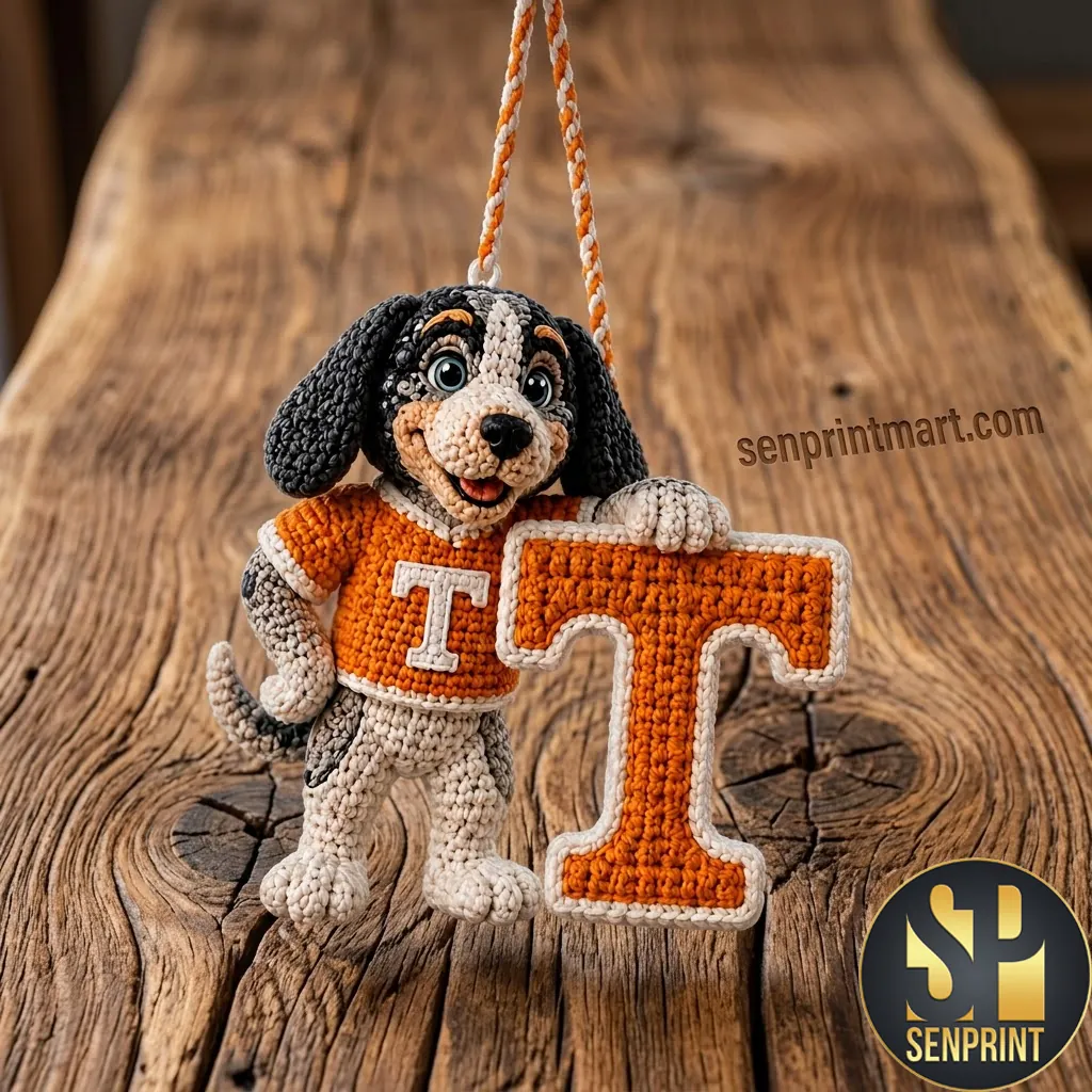 Tennessee Volunteers Smokey Mascot Handmade Crochet Car Ornament