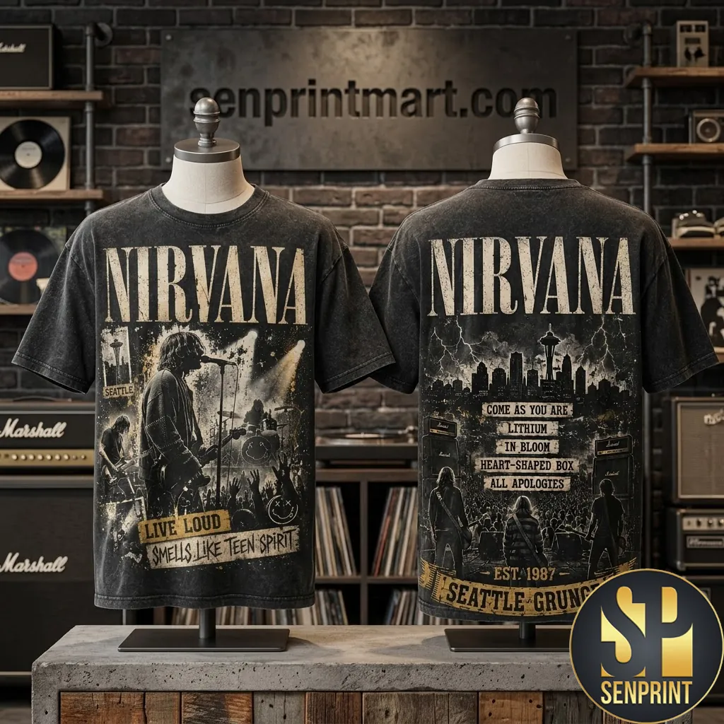 Nirvana Seattle Grunge Smells Like Teen Spirit Vintage Graphic T-Shirt