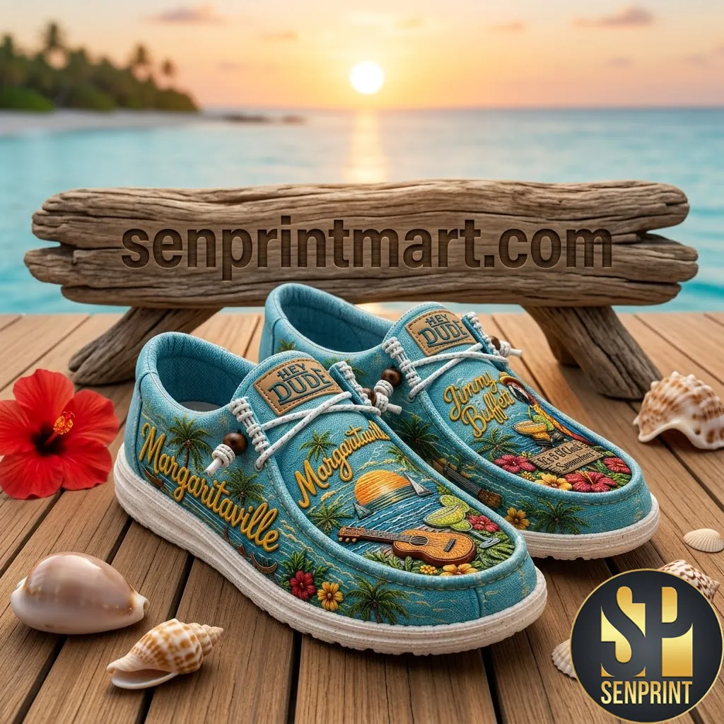 Jimmy Buffett Margaritaville Tropical Beach Custom Slip On Shoes