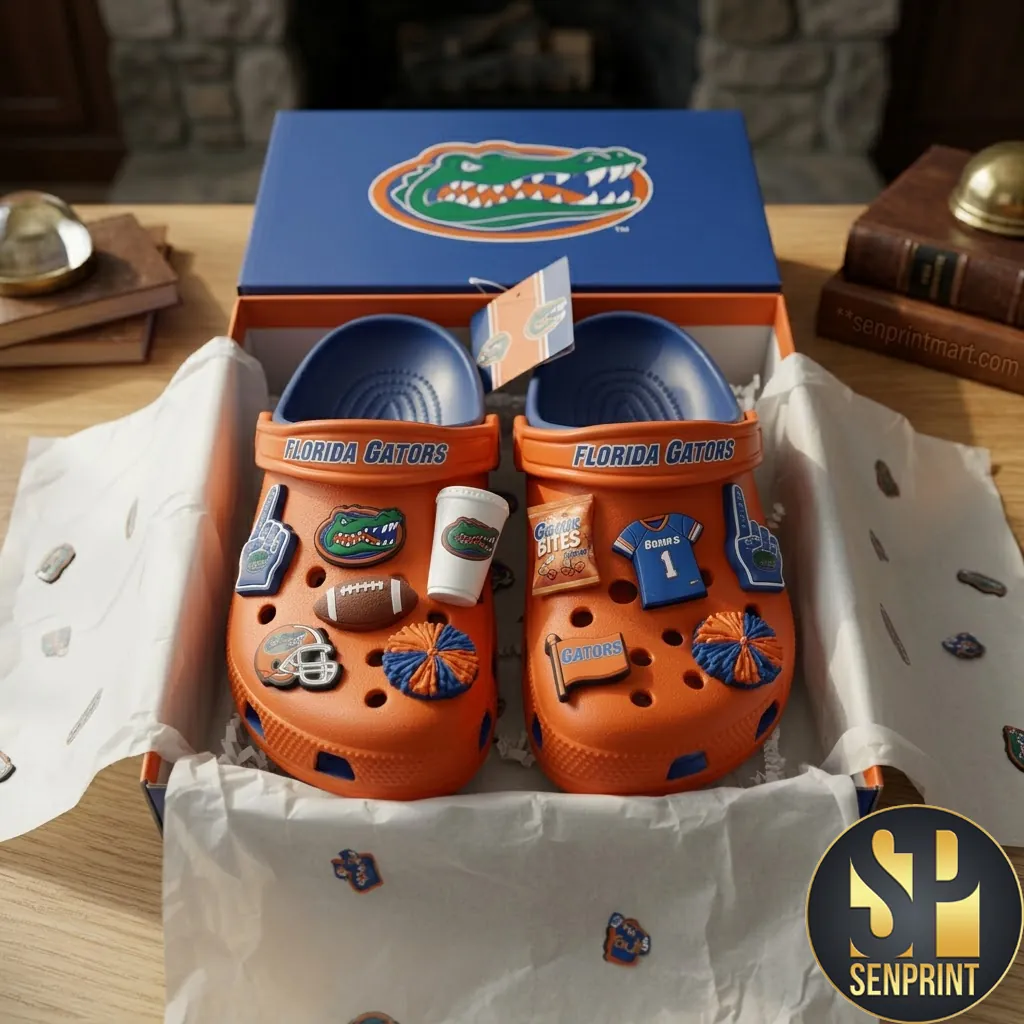 Florida Gators NCAA Premium Orange and Blue Sport Fan Clogs