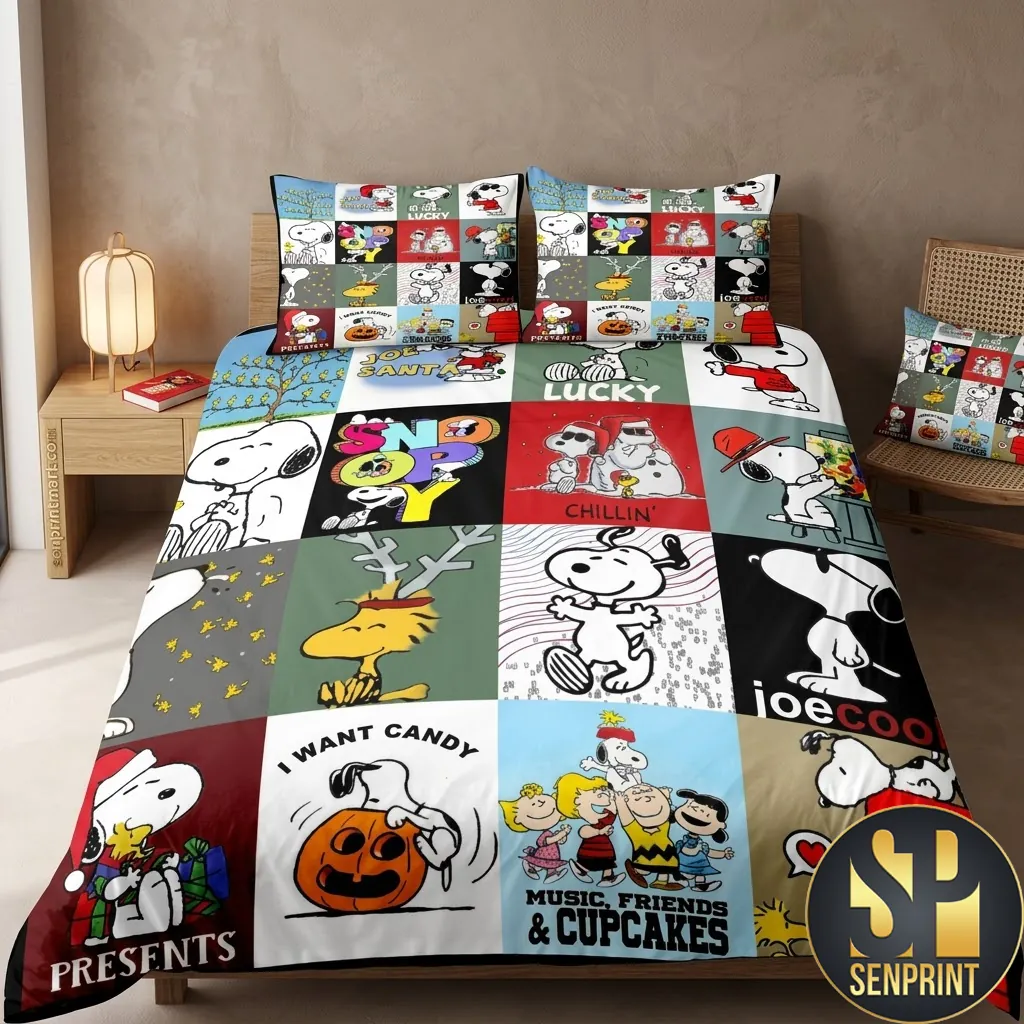 Snoopy and Friends Patchwork Comic Strip Bedding Set
