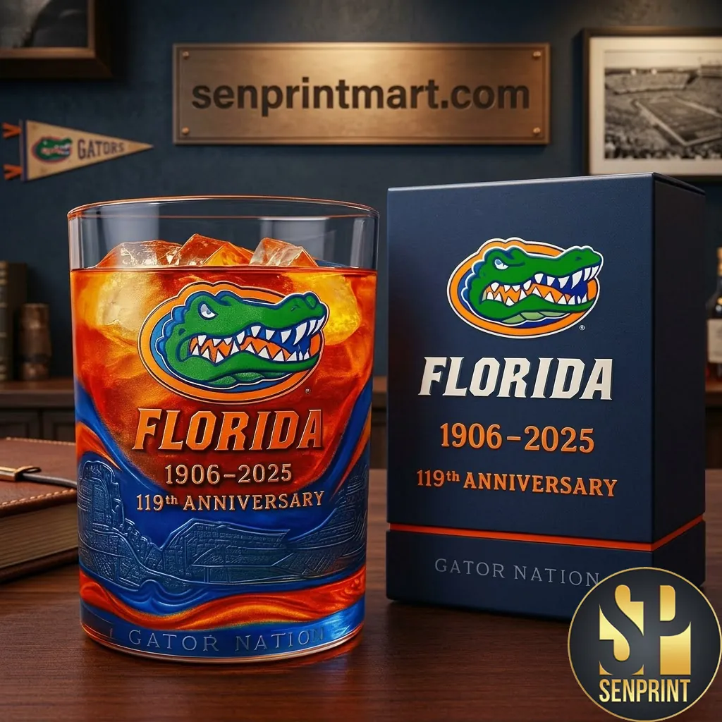 Florida Gators Gator Nation 119th Anniversary 1906-2025 Commemorative Whiskey Glass