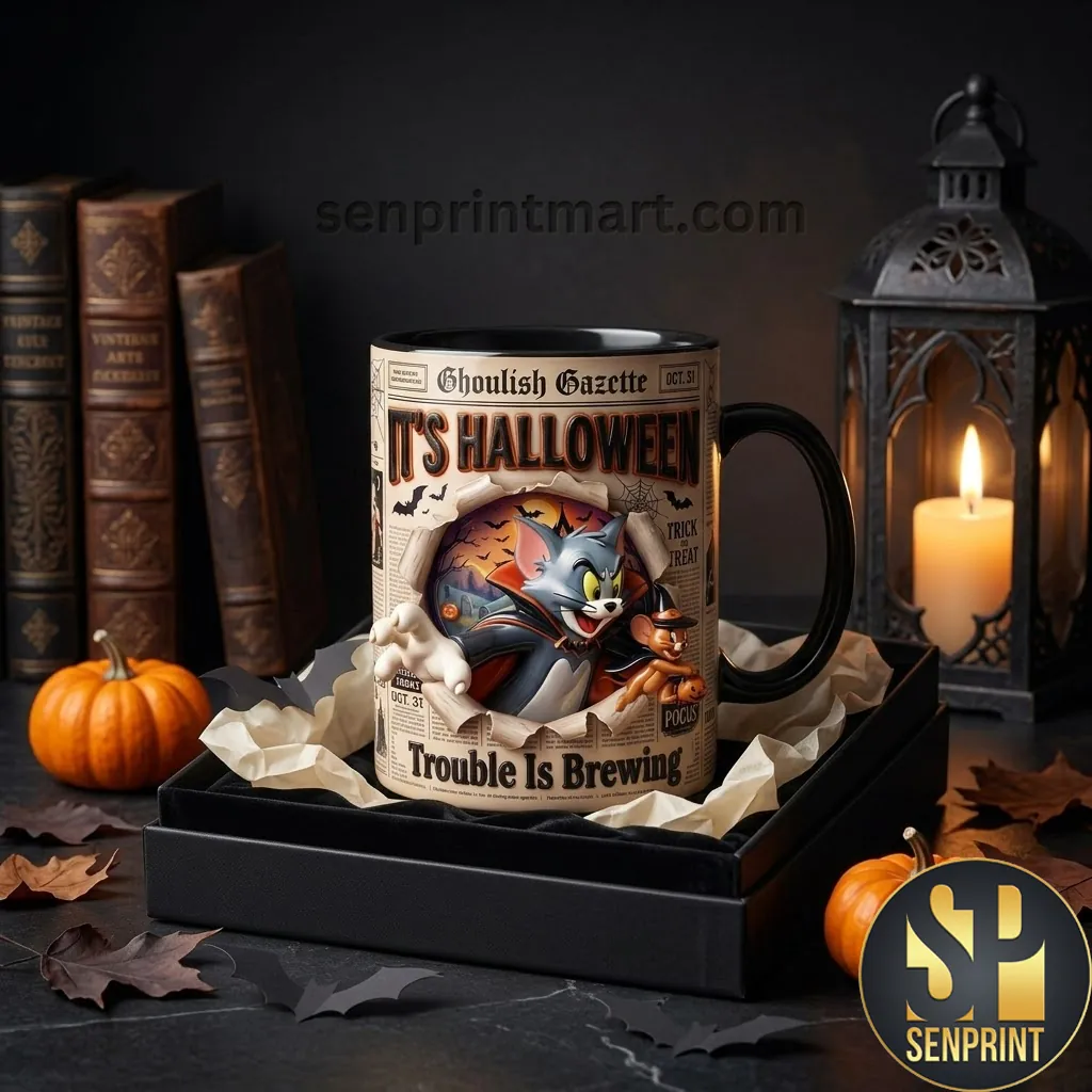 Tom and Jerry Trouble Is Brewing Spooky Halloween Coffee Mug