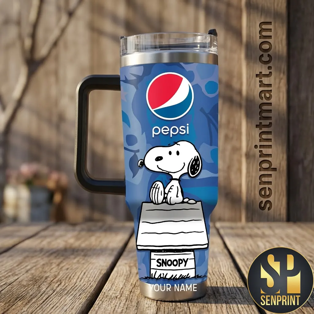 Snoopy Pepsi Personalized Custom Name Insulated Stainless Steel 40oz Tumbler