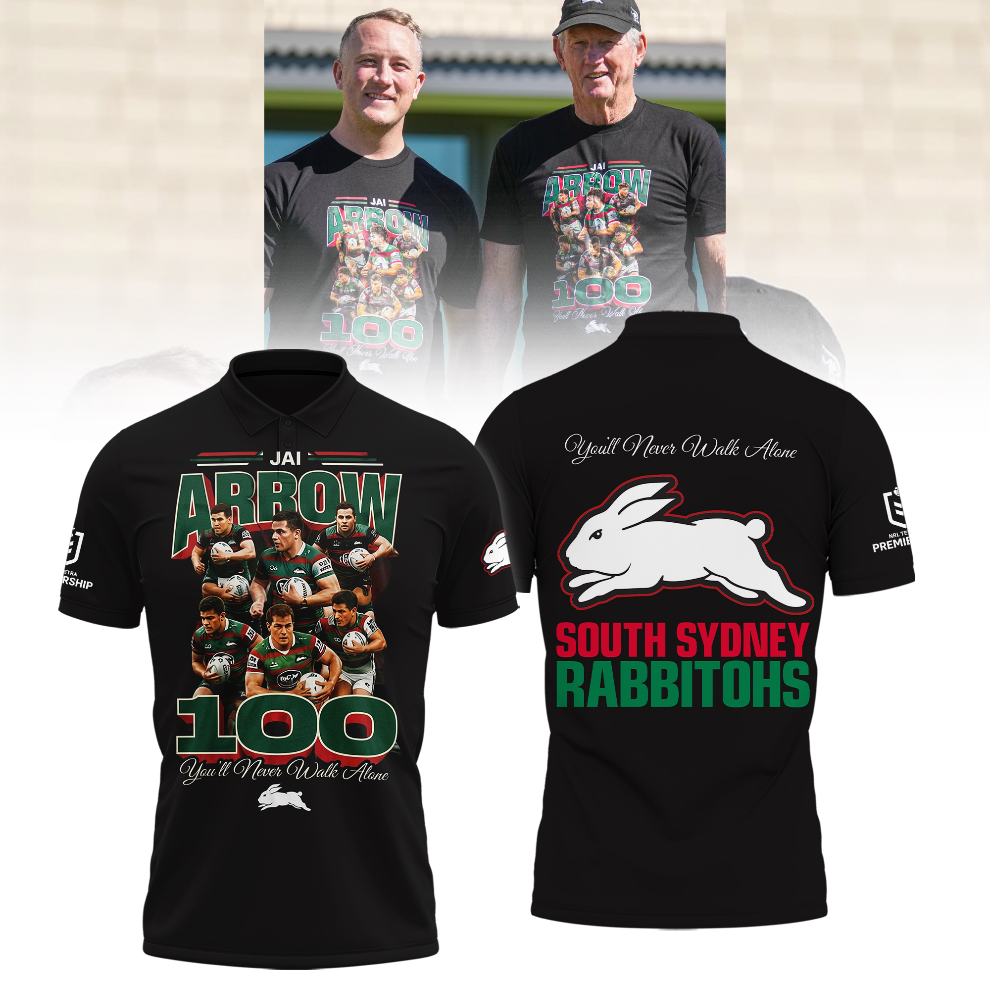 NRL South Sydney Rabbitohs Jai Arrow 100 You’ll Never Walk Alone Commemorative Black Pullover Hoodie NRL South Sydney Rabbitohs Jai Arrow 100 You’ll Never Walk Alone Commemorative Black Pullover Hoodie