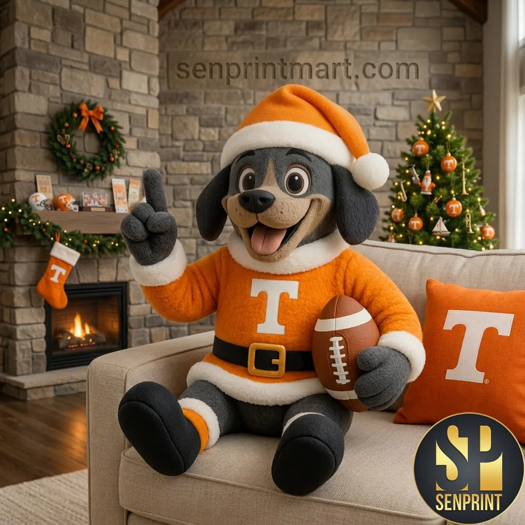 Tennessee Volunteers Smokey Mascot Christmas Santa Plush Pillow