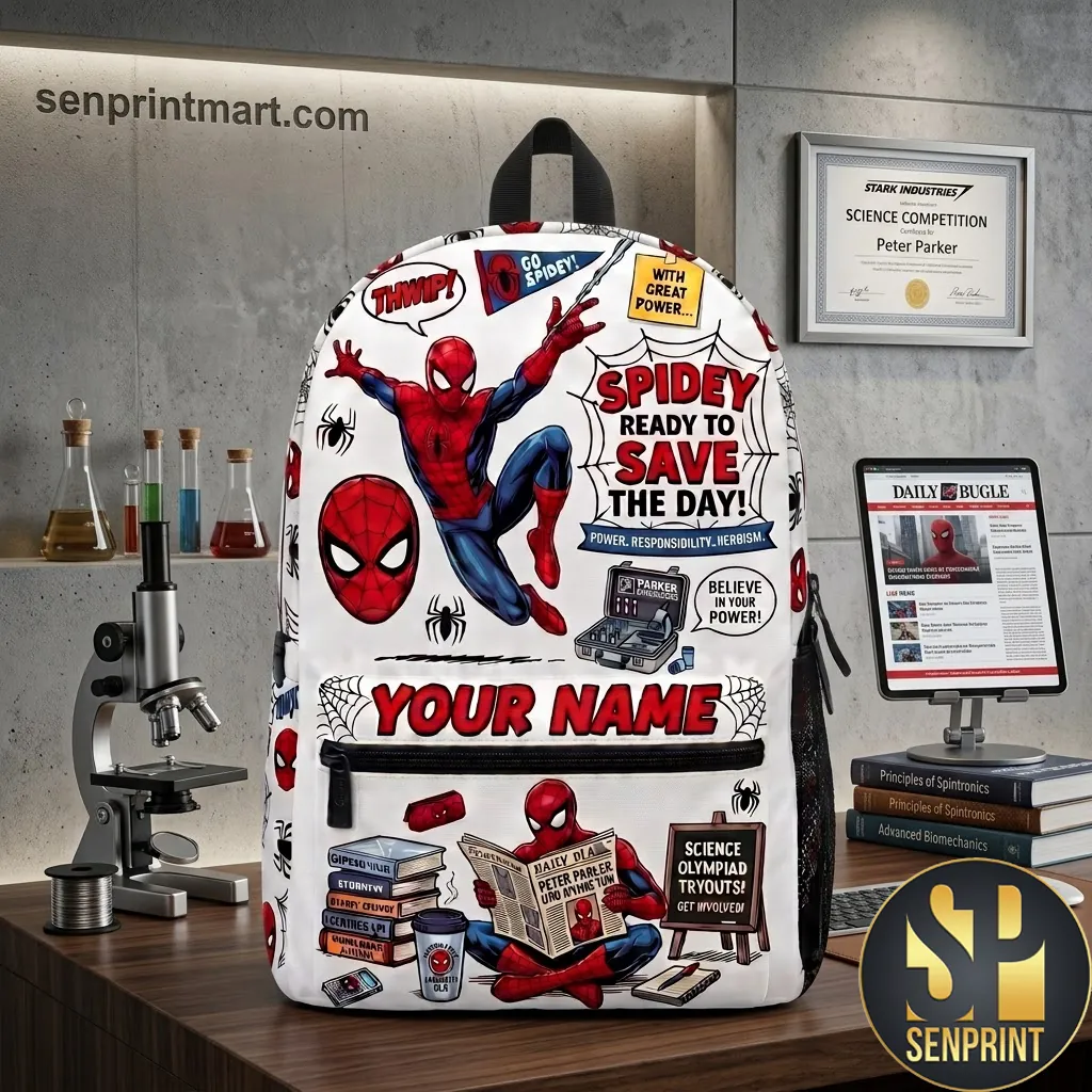 Personalized Spidey Ready to Save the Day Custom Name School Backpack