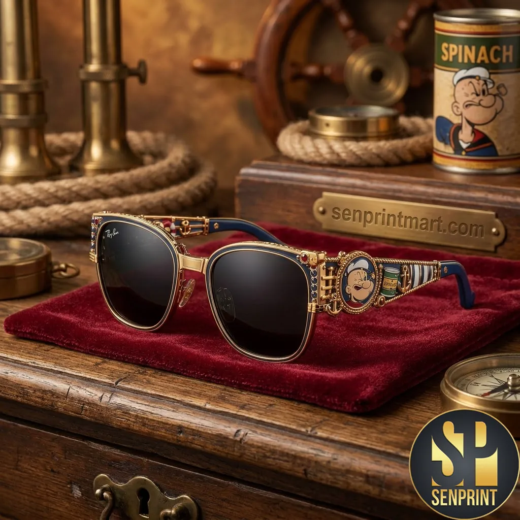 Popeye the Sailor Premium Nautical Gold Accent Unisex Sunglasses