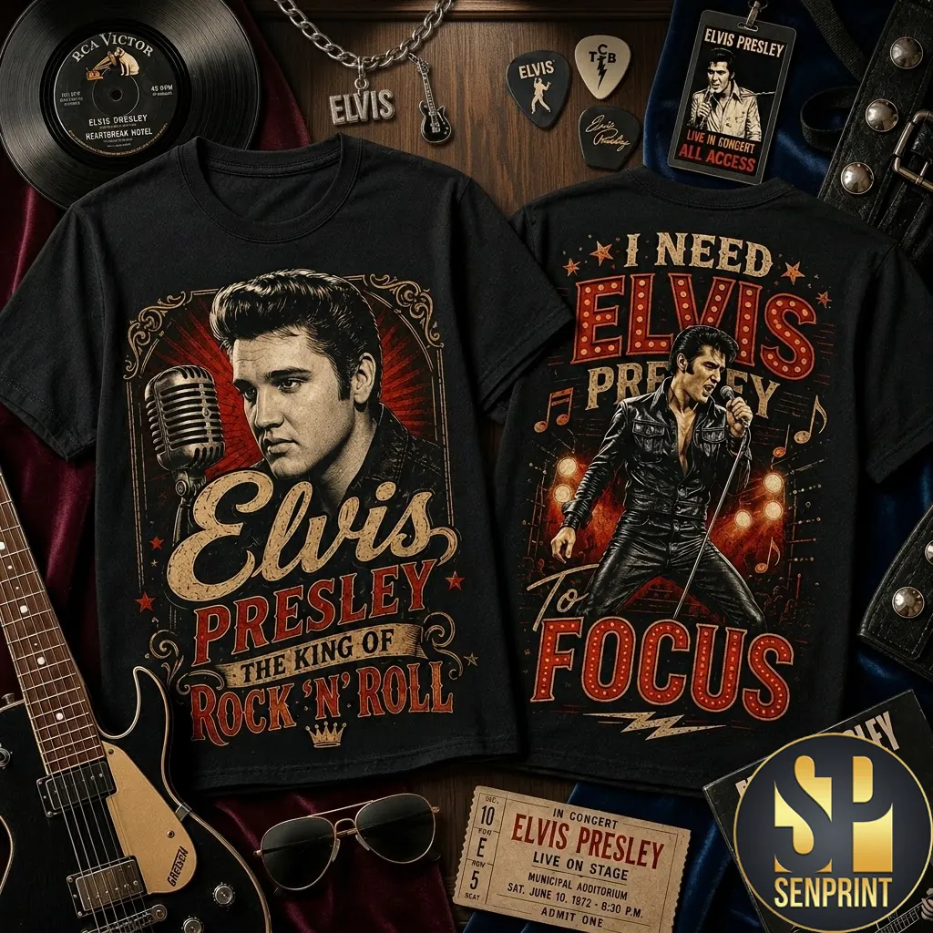 Elvis Presley I Need Elvis to Focus Vintage Graphic T-Shirt
