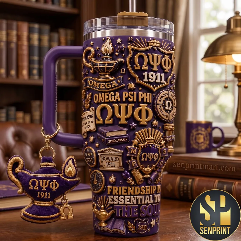 Omega Psi Phi 1911 Friendship Is Essential To The Soul 3D 40oz Tumbler With Handle