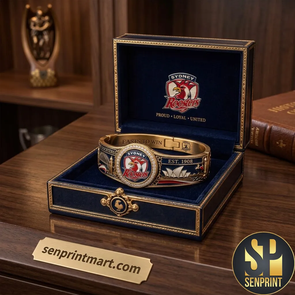 Sydney Roosters Est 1908 Commemorative Gold Plated Bangle Bracelet
