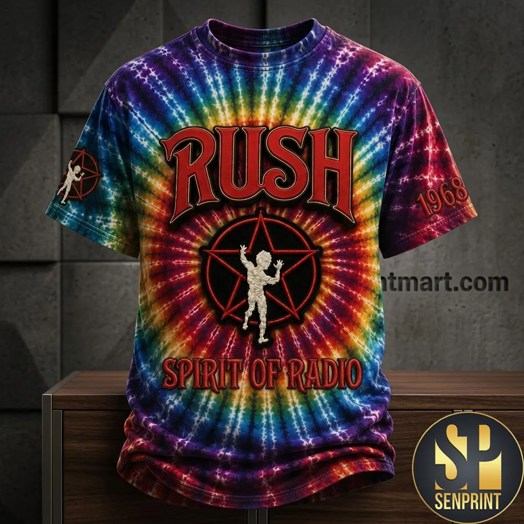 Rush Spirit of Radio Vintage Tie Dye Graphic T-Shirt