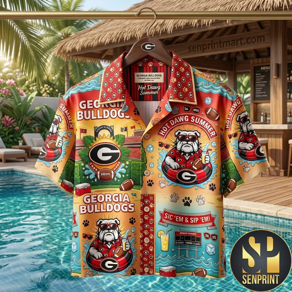 Georgia Bulldogs Hot Dawg Summer Tropical Beach Hawaiian Shirt
