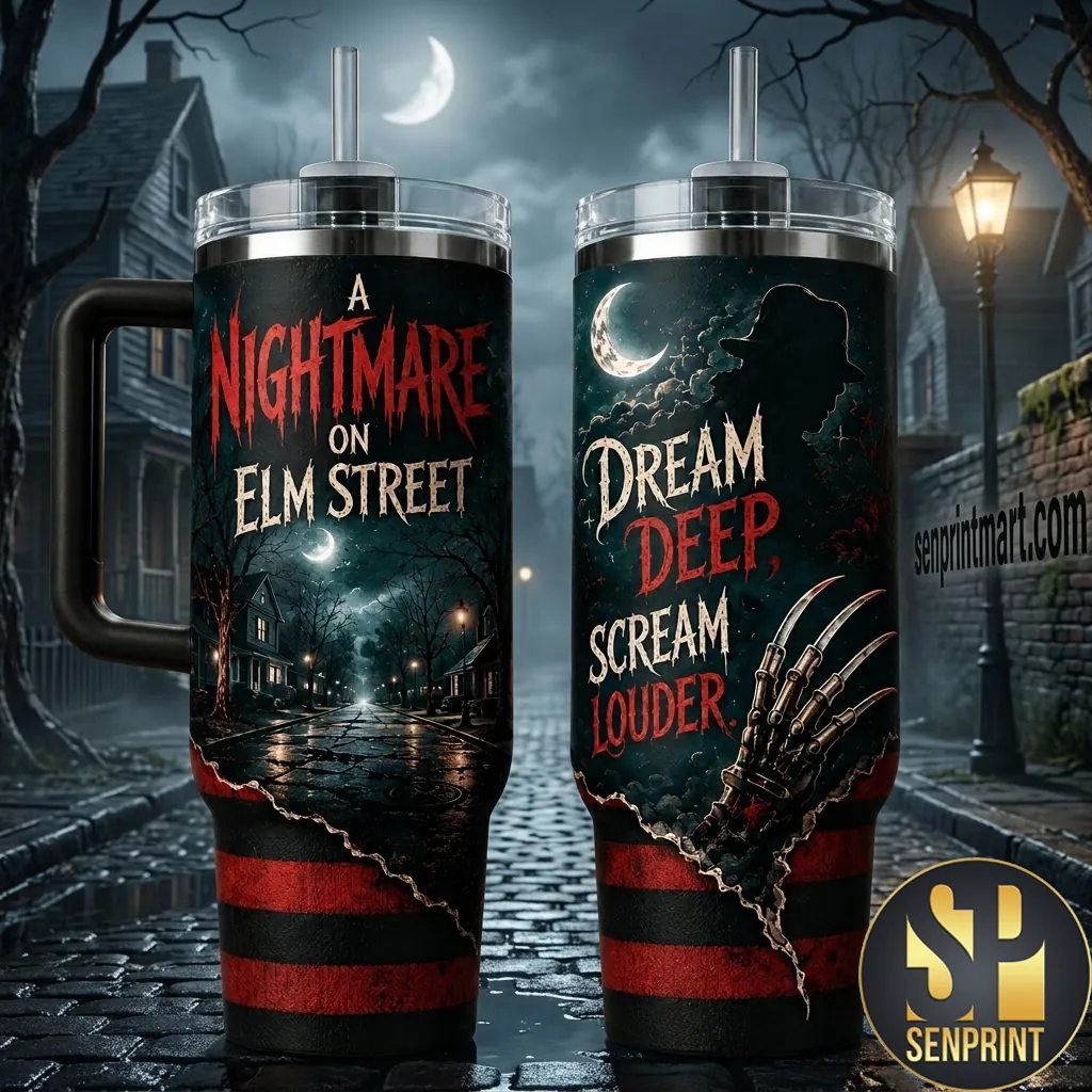 Nightmare on Elm Street Dream Deep Scream Louder Horror Movie Tumbler
