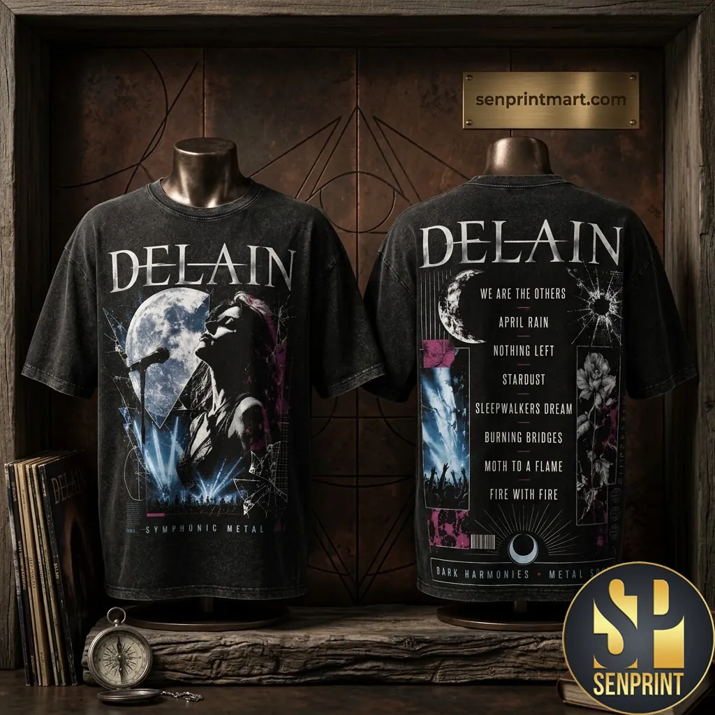 Delain Symphonic Metal Dark Harmonies Vintage Graphic T-Shirt