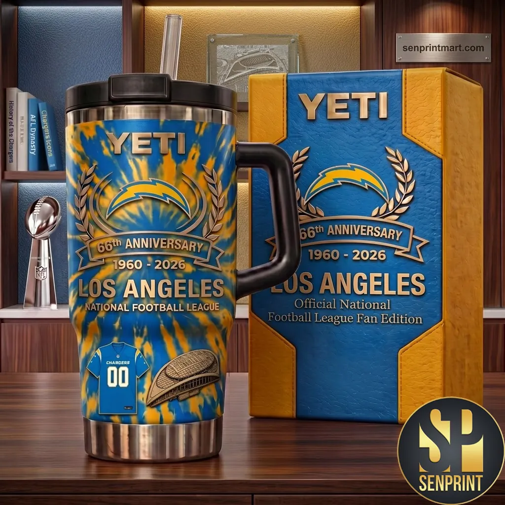 Los Angeles Chargers 66th Anniversary Commemorative Stainless Steel Handle Tumbler