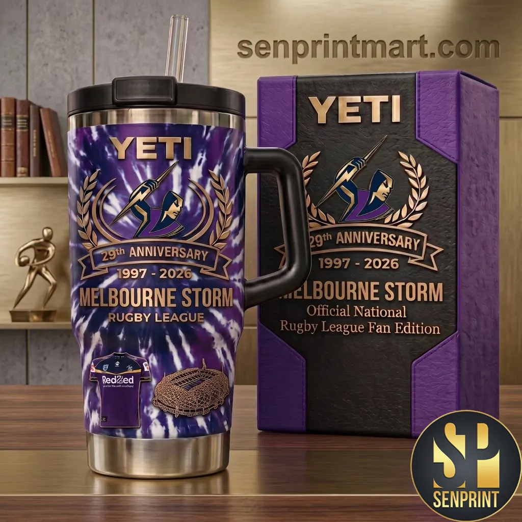 Melbourne Storm Rugby League 29th Anniversary Commemorative Handle Tumbler