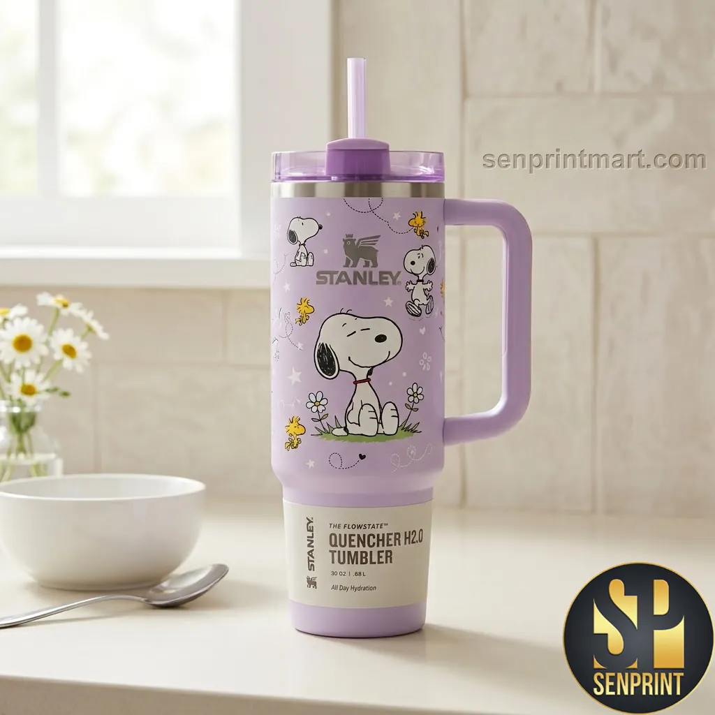 Snoopy Peanuts Cute Purple 30oz FlowState Quencher H2.0 Tumbler