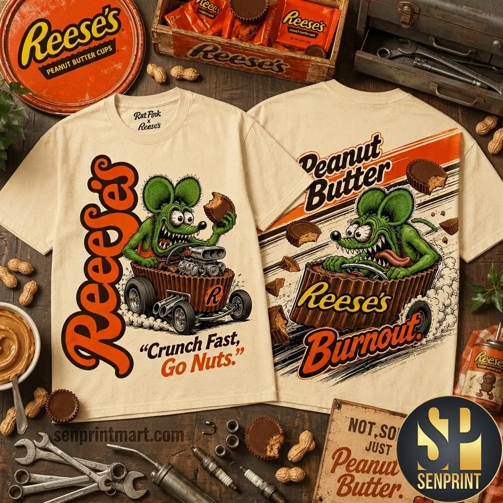 Rat Fink x Reese’s Peanut Butter Burnout Vintage Graphic T-Shirt