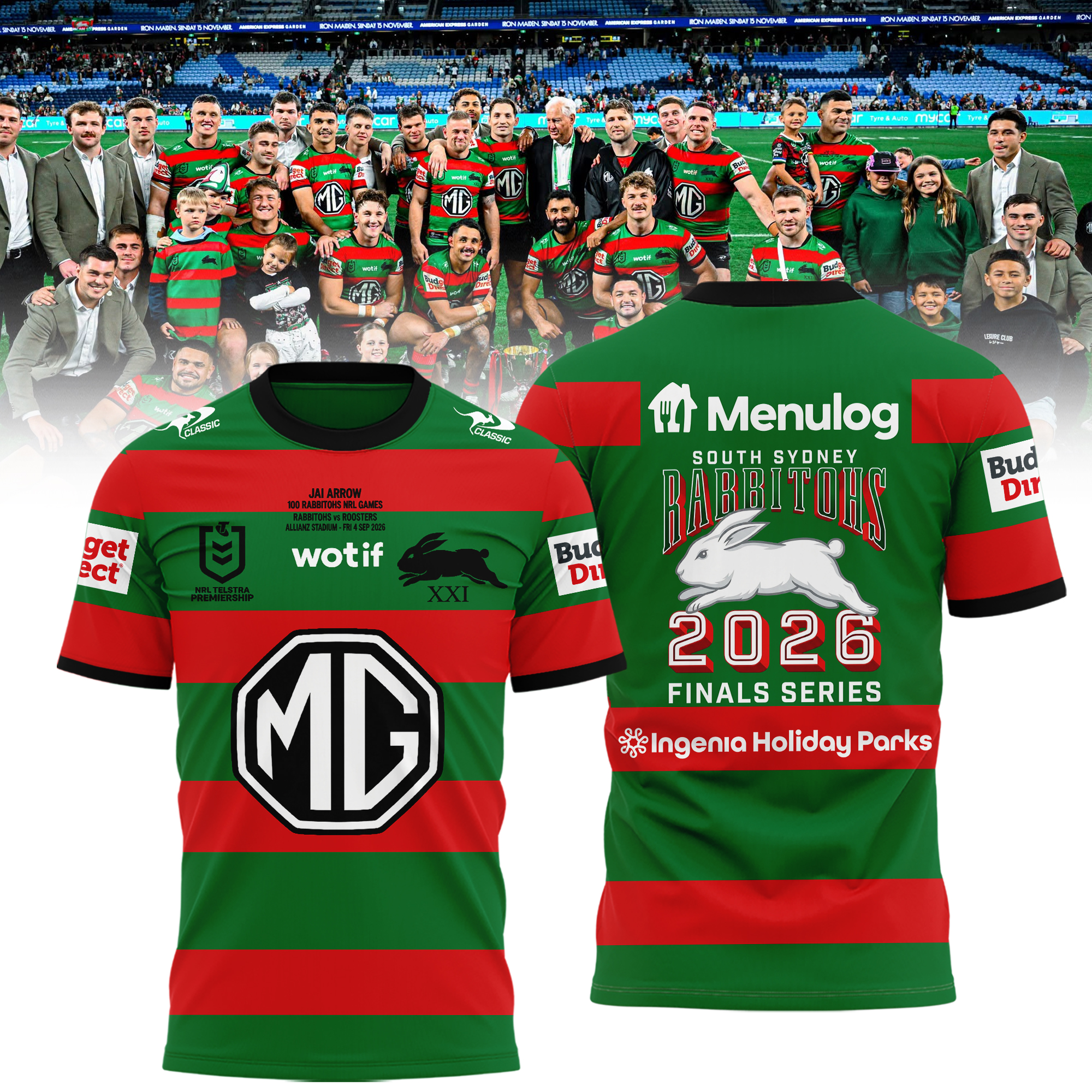 South Sydney Rabbitohs Jai Arrow 100th Game 2026 Finals Series Commemorative Limited Edition T-Shirt