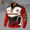 Personalized Harley-Davidson Est 1903 Custom Name Men's Orange Black Biker Quarter Zip Ribbed Sweater