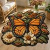 Vintage Monarch Butterfly Wildflower Botanical 3D Print Custom Shape Area Rug