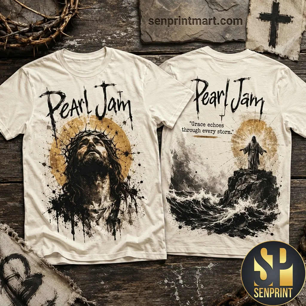 Pearl Jam Grace Echoes Through Every Storm Jesus Vintage Graphic T-Shirt